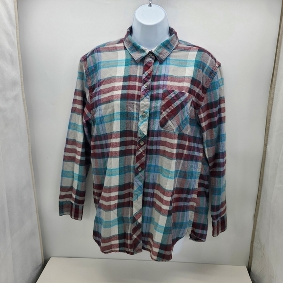 Eddie Bauer Boyfriend Fit Plaid Long Sleeve Button Down Shirt Women's Medium - Picture 8 of 10